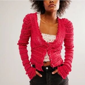 Free People Wild Roses Cardi Sweater NWOT Size XL